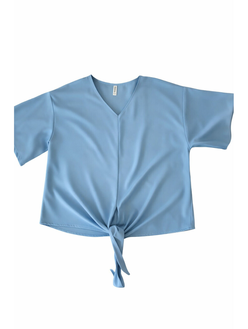 VIISHOW blouse light blue top tie front V-neck women dolman sleeve XL